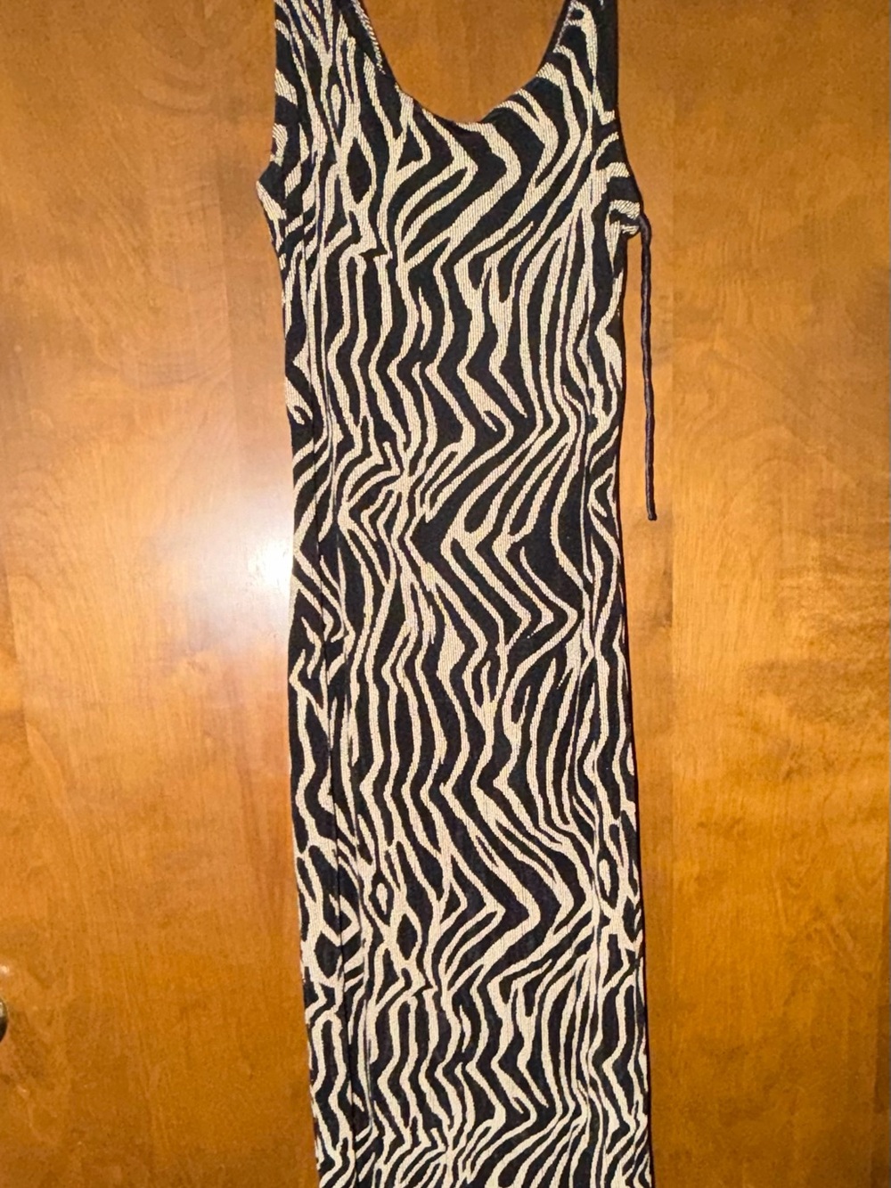 Chor Black and Cream Zebra-Print Maxi Slip Dress